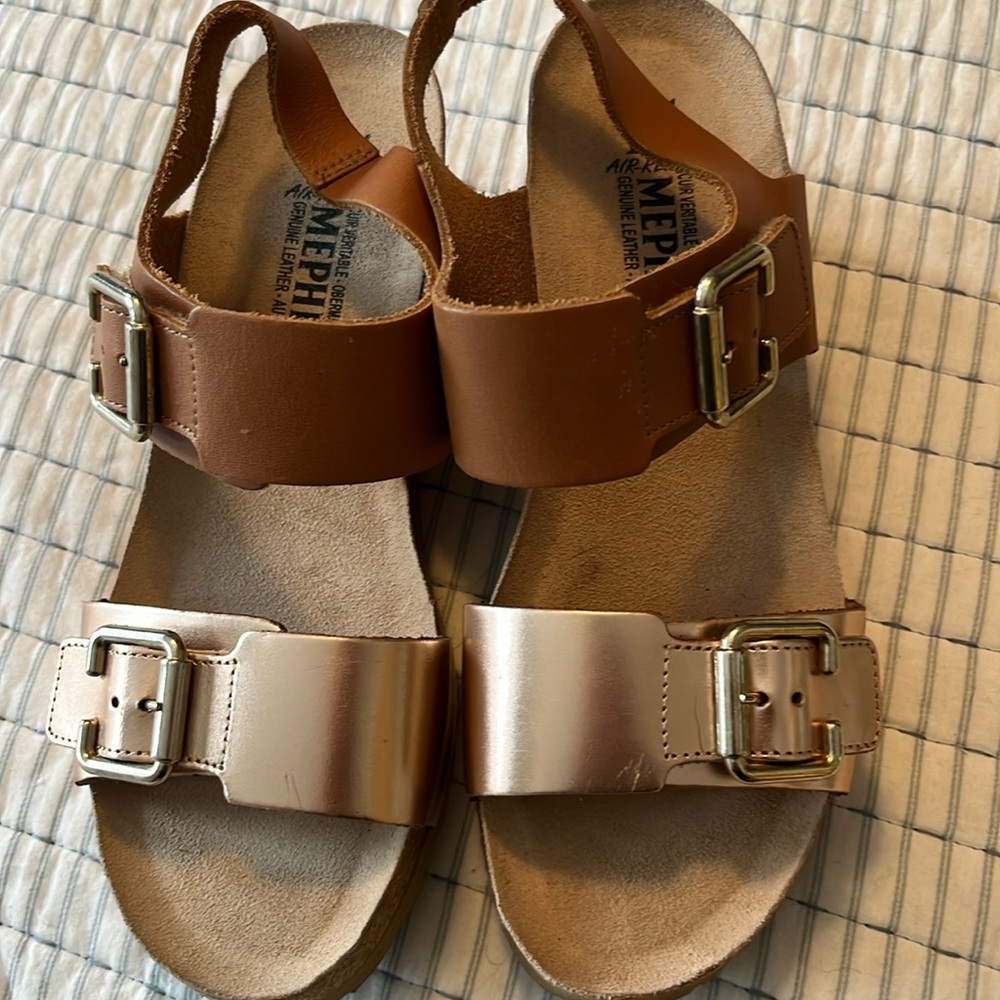 Mephisto brown and rose gold metallic sandals 38